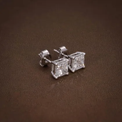 Princess-Cut Solitaire Diamond Stud Earrings