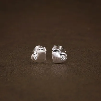 Polished Heart Diamond Accent Stud Earrings