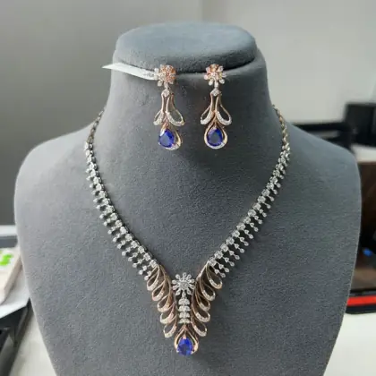 Peacock Plumage Sapphire & Diamond Collar Set