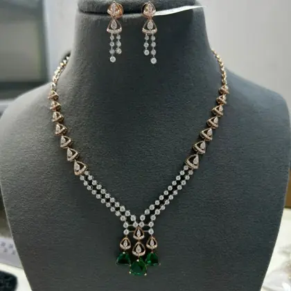 Trillion-Cut Emerald Droplet Station Set