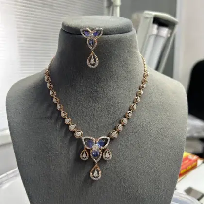 Trio Pear Sapphire Trefoil Station Set