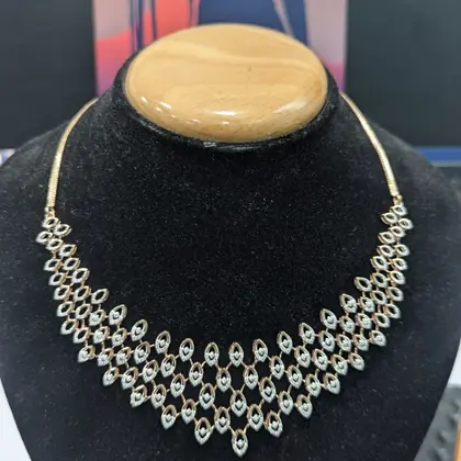 Graduated Marquise Lattice Trellis Diamond Collar Necklace