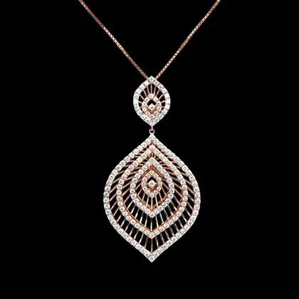 Chevron Filigree Tiered Diamond Drop Pendant