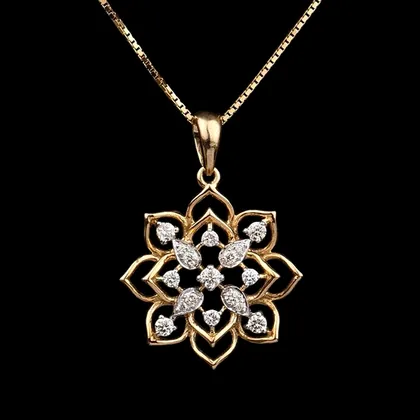 Eight-Pointed Mandala Star Diamond Pendant
