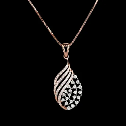 Sculptural Wave Feather Pavé Diamond Pendant