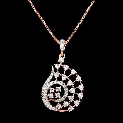 Swirling Peacock Medallion Diamond Pendant