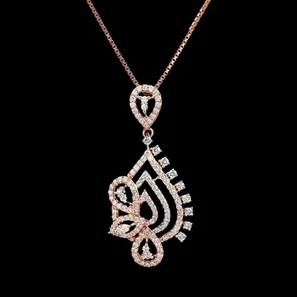 Art Nouveau Paisley Filigree Diamond Drop Pendant