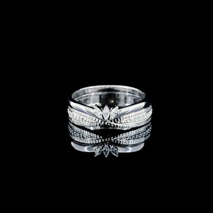 Diamond Tiara Crown Contour Band in White Gold