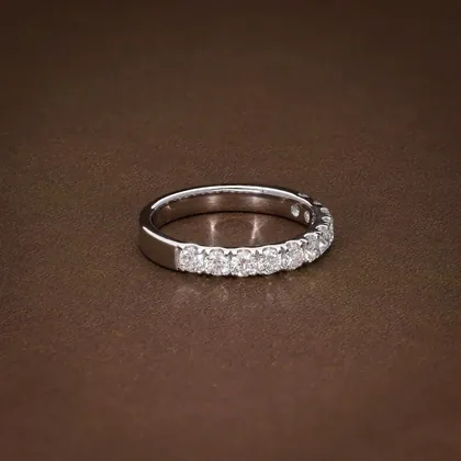 French Pavé Round Diamond Eternity Wedding Band