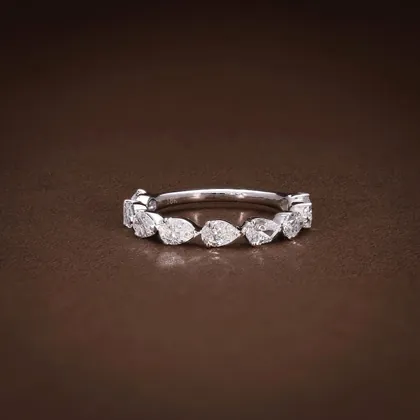 East-West Pear-Cut Diamond Half Eternity Band