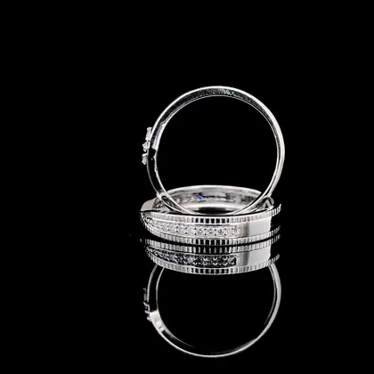 Sculpted Milgrain Diamond Wedding Ring Suite