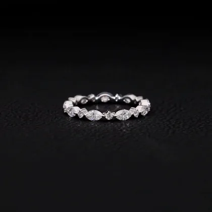 Alternating Marquise & Round Diamond Eternity Band
