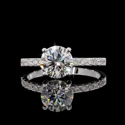 Classic Round Brilliant Solitaire Pavé Bridge Ring